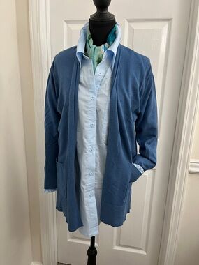 Women's Slate Blue Open-Front  Cardigan